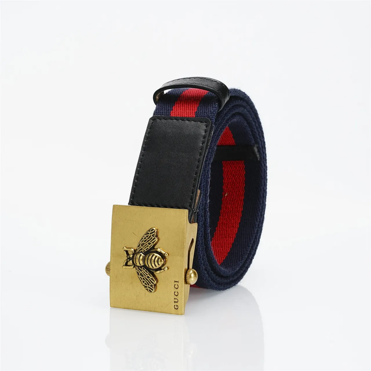 Gucci Web Belt Navy Red Woven Strap Stripe Canvas Belt 7
