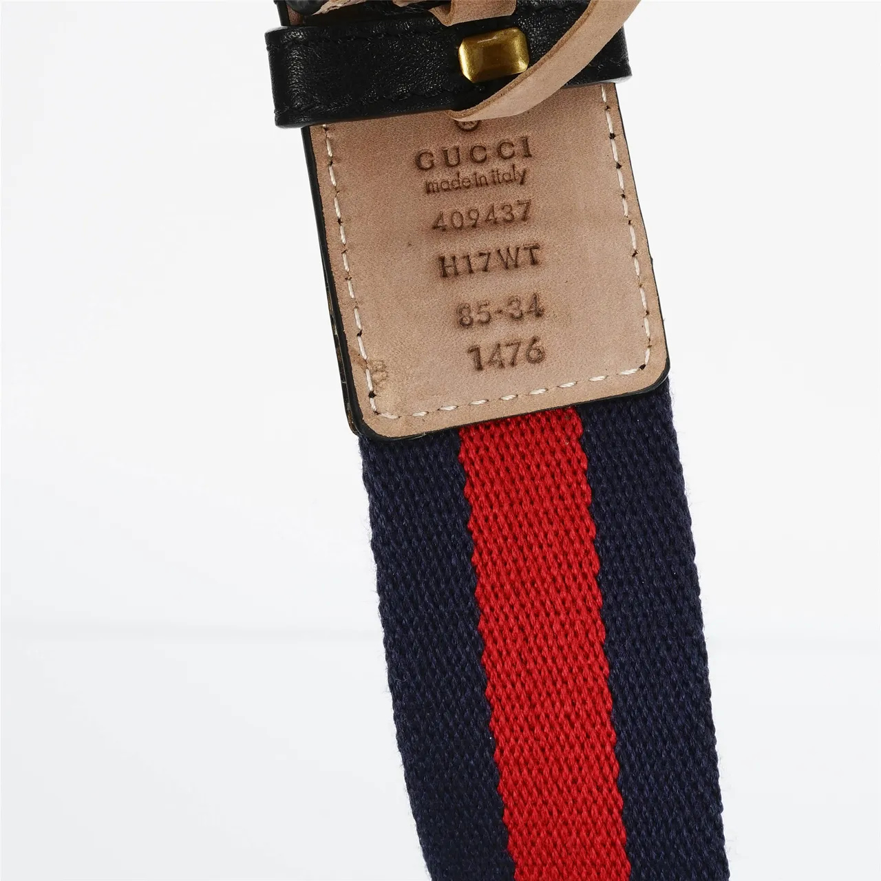 Gucci Web Belt Navy Red Woven Strap Stripe Canvas Belt 8