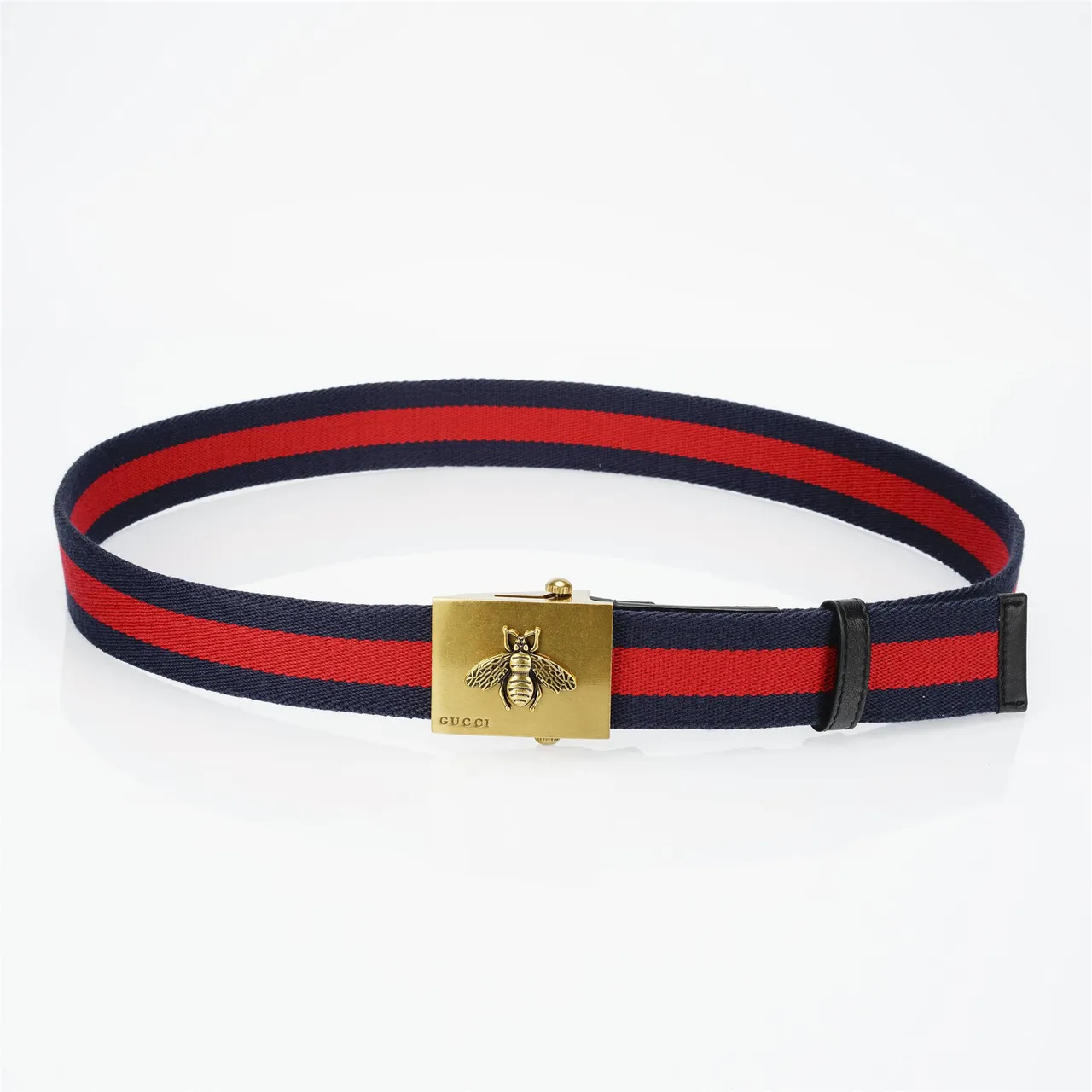 Gucci Web Belt Navy Red Woven Strap Stripe Canvas Belt 10