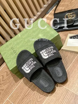 Gucci x The North Face Monogrammed Black Slide Slippers 7