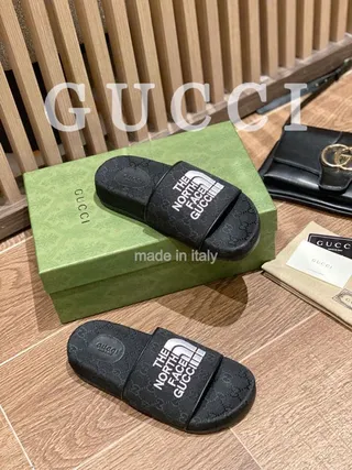 Gucci x The North Face Monogrammed Black Slide Slippers 8