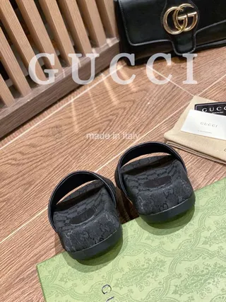 Gucci x The North Face Monogrammed Black Slide Slippers 9