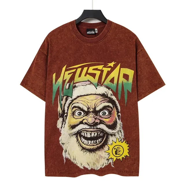 Camiseta Hellstar lavagem ácida estampa gráfica dupla face 2