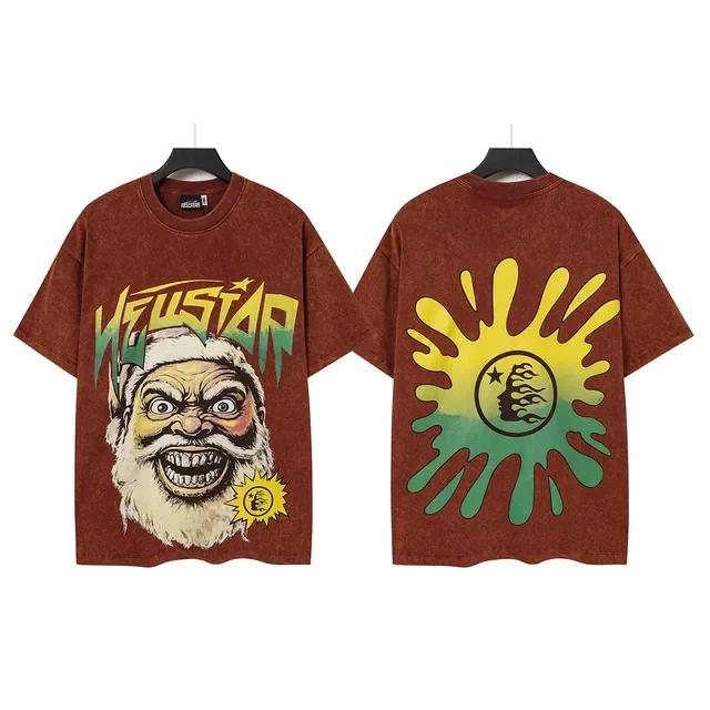Camiseta Hellstar lavagem ácida estampa gráfica dupla face 4