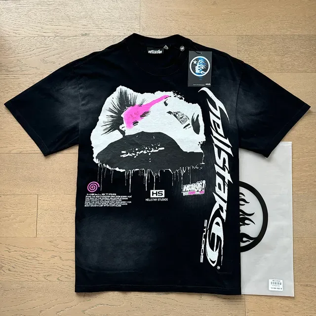 Hellstar Black White Graphic-Print Dripping-Effect T-Shirt 3