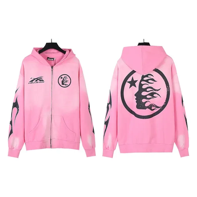 Hellstar Gráfico de Llama Fade Chándal Rosa 2