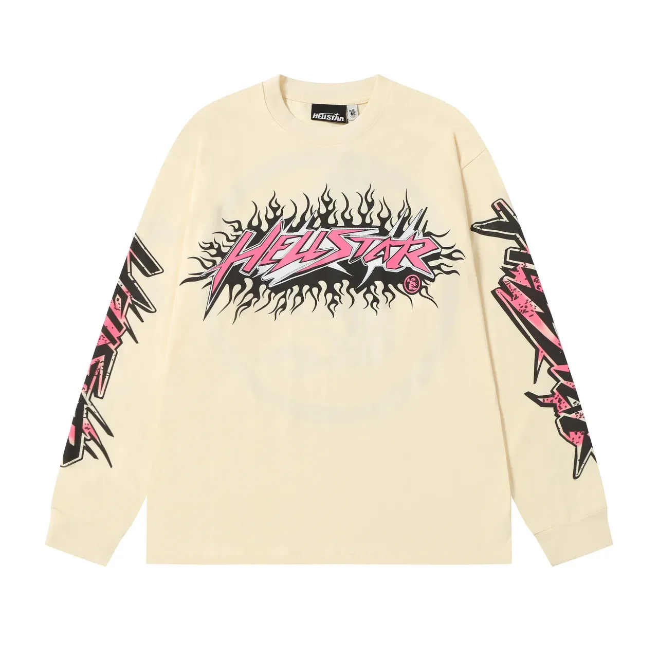 Camiseta Hellstar oversized de manga longa com estampa de chama 5
