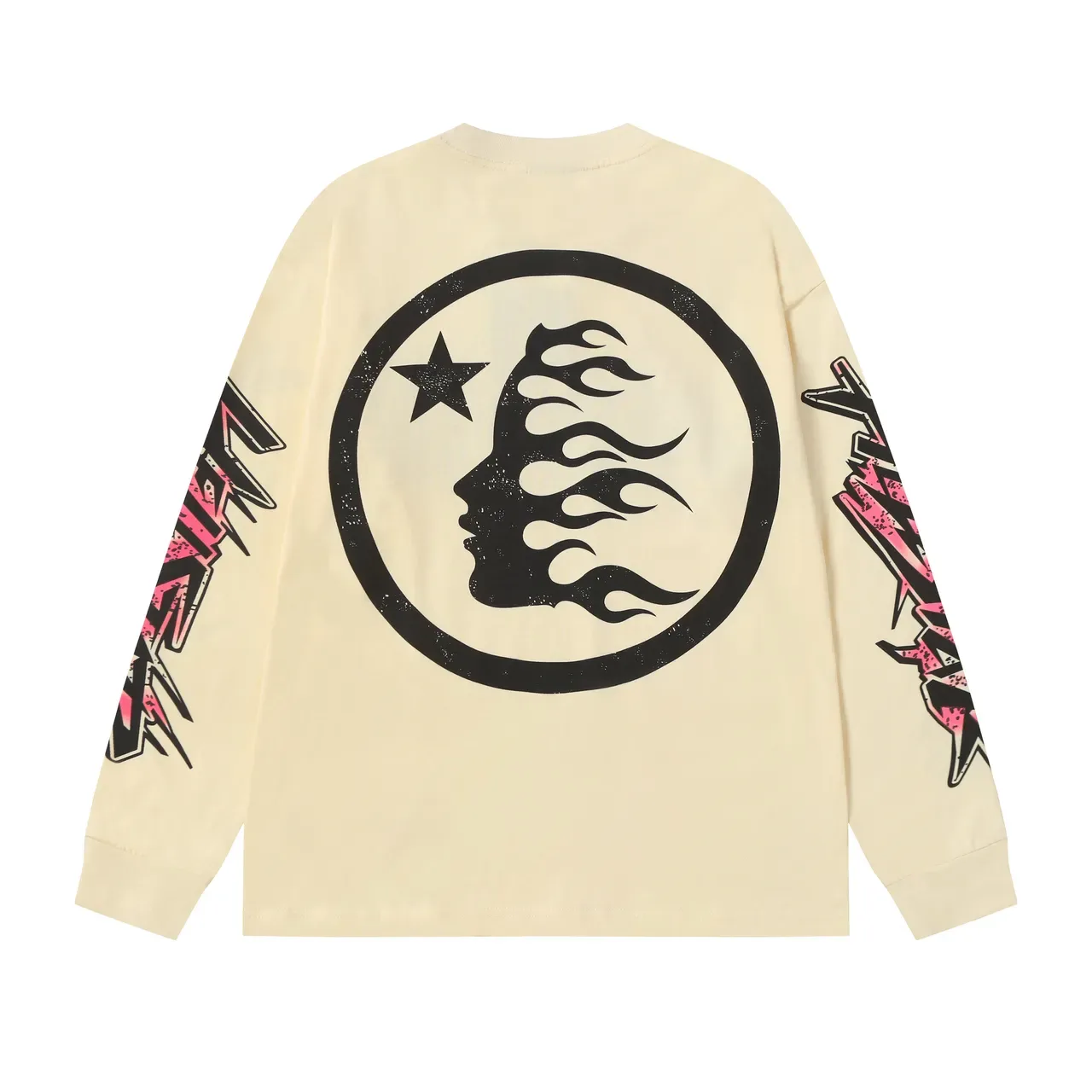 Camiseta Hellstar oversized de manga longa com estampa de chama 6