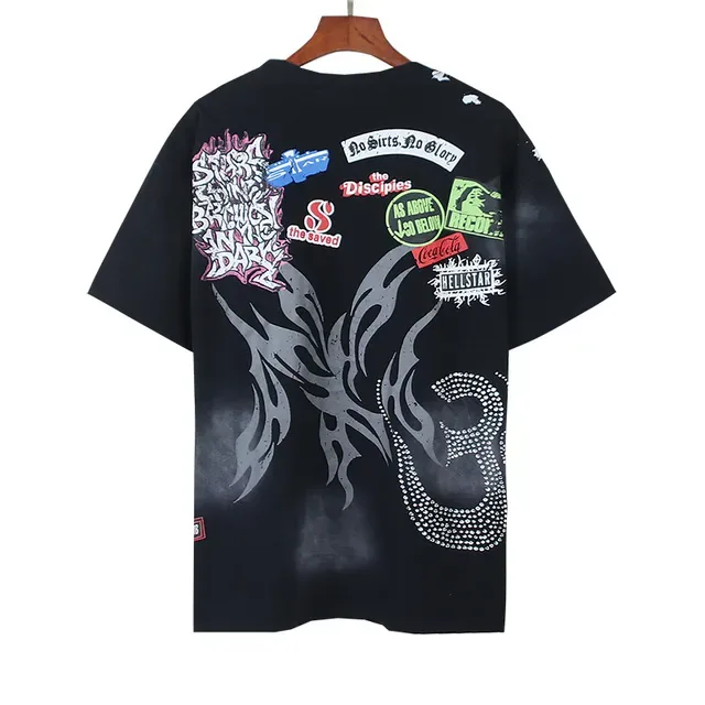 Hellstar Oversized Graphic Patchwork Flame Tongue T-Shirt 6