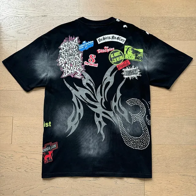 Hellstar Oversized Graphic Patchwork Flame Tongue T-Shirt 10