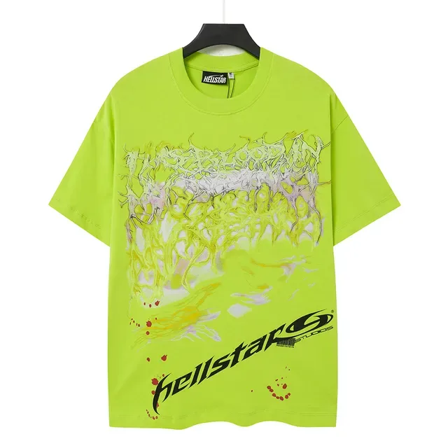 Hellstar Studios Oversized Graphic Print Lime Green T-Shirt 2