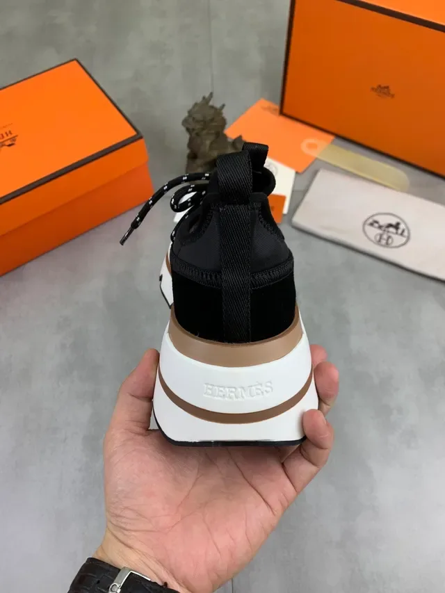 Hermès Black Suede Chunky Lace-Up Sneaker 3
