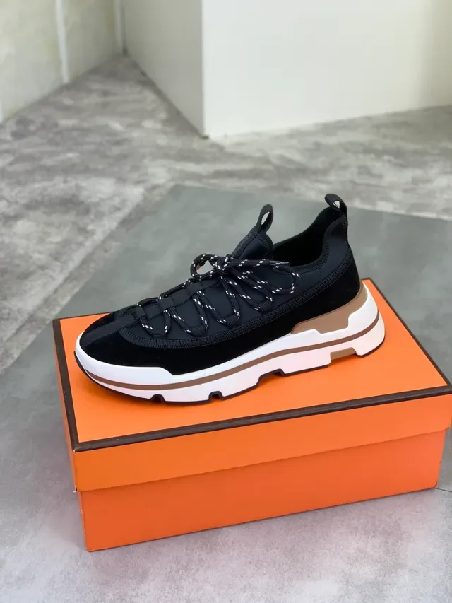 Hermès Black Suede Chunky Lace-Up Sneaker 4
