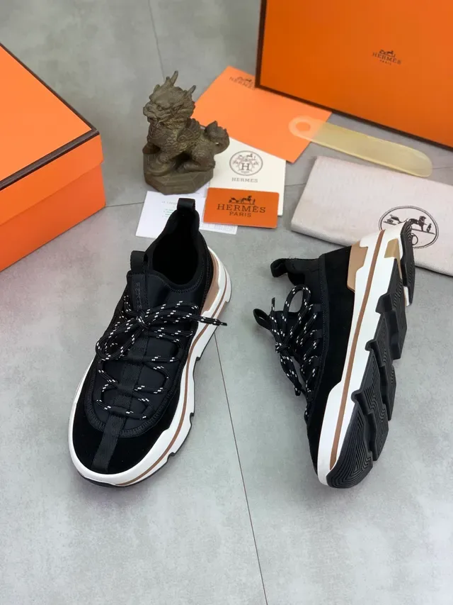 Hermès Black Suede Chunky Lace-Up Sneaker 5