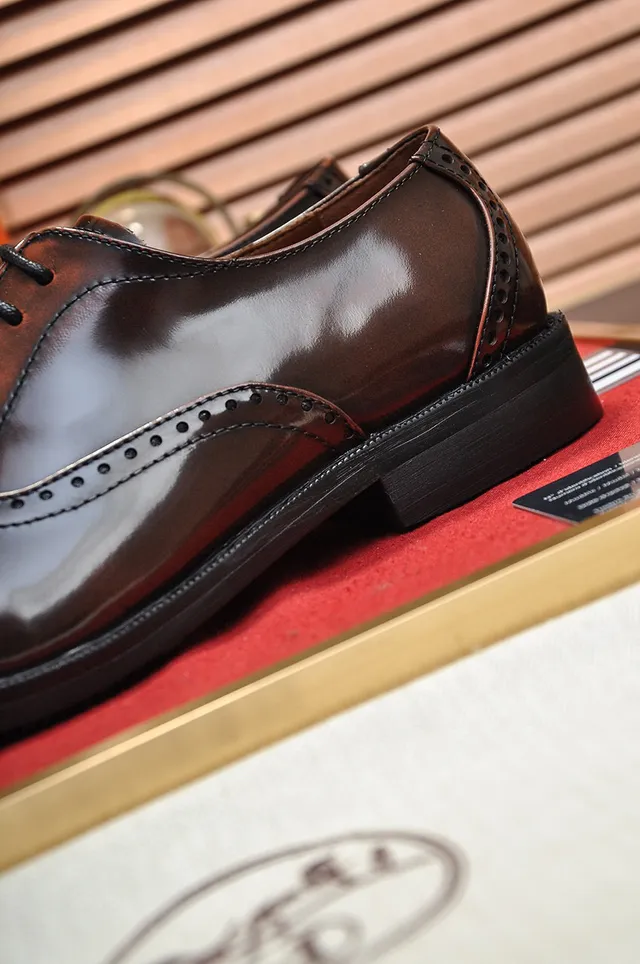 Hermès Brown Black Cap-Toe Polished Leather Brogue 2