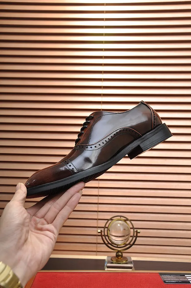 Hermès Brown Black Cap-Toe Polished Leather Brogue 6