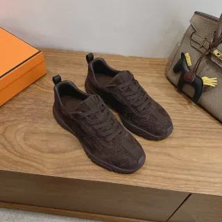 Hermès Brown Suede Perforated Lifestyle Sneakers