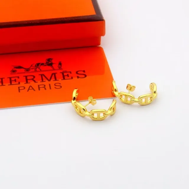 Hermès Chaine d'Ancre Brincos de aro com eslabões de ouro e prata 3