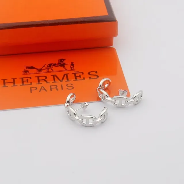 Hermès Chaine d'Ancre Brincos de aro com eslabões de ouro e prata 4
