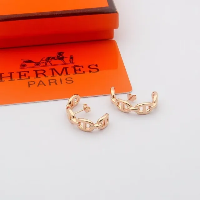 Hermès Chaine d'Ancre Brincos de aro com eslabões de ouro e prata 5