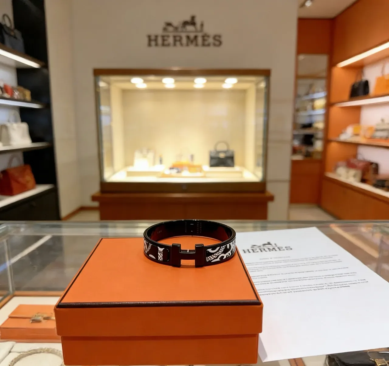 Hermès Clic H Black and White Graphic Engraved Bracelet 4