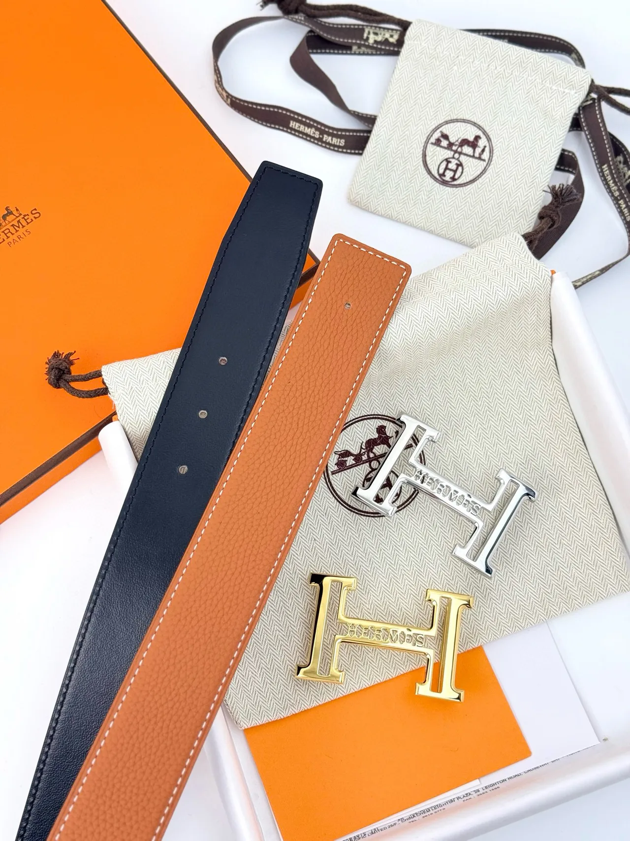 Hermès Constance Belt বাদামি সোনা কণিকাযুক্ত বিকৃত H-বাকল চামড়ার বেল্ট 3