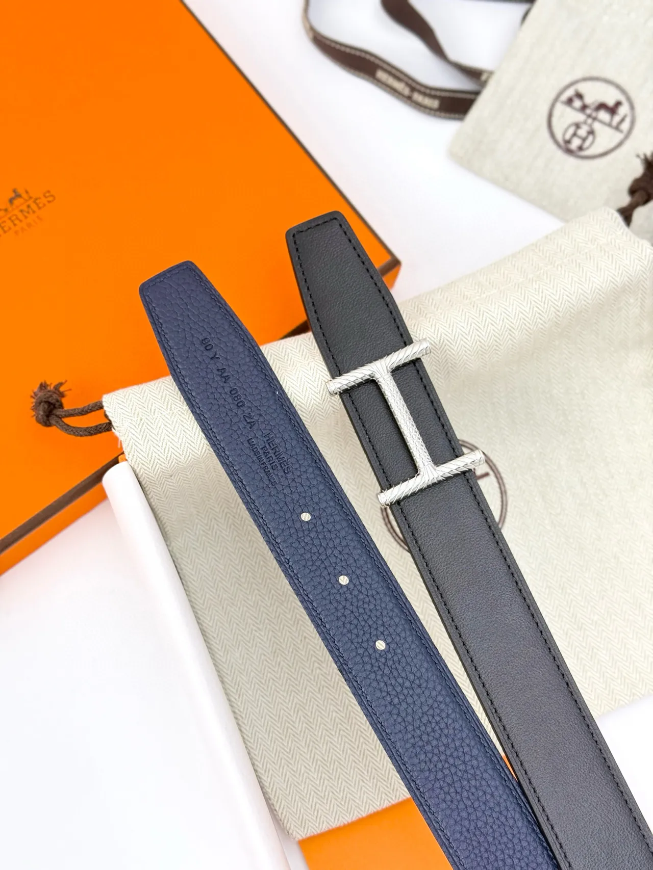 Hermès Constance Belt বাদামি সোনা কণিকাযুক্ত বিকৃত H-বাকল চামড়ার বেল্ট 20
