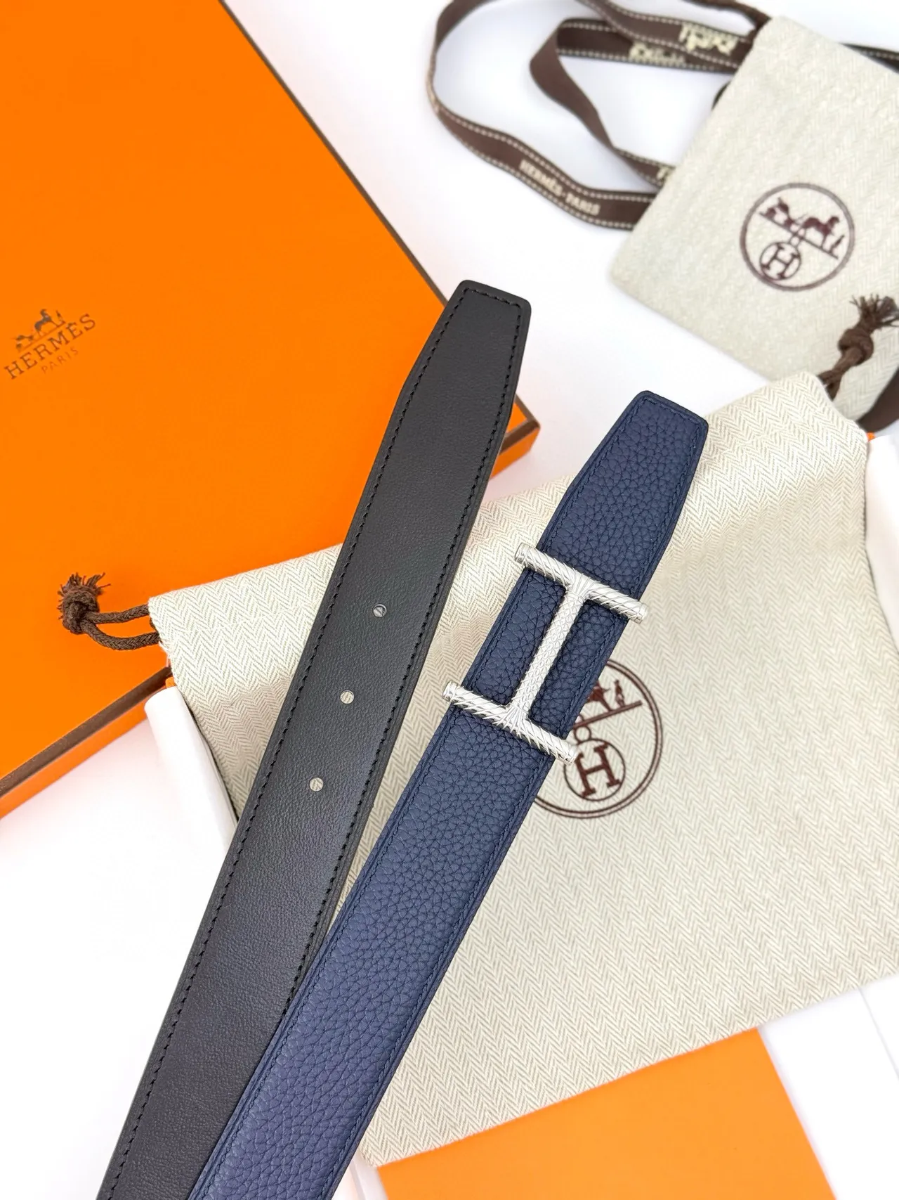 Hermès Constance Belt বাদামি সোনা কণিকাযুক্ত বিকৃত H-বাকল চামড়ার বেল্ট 21