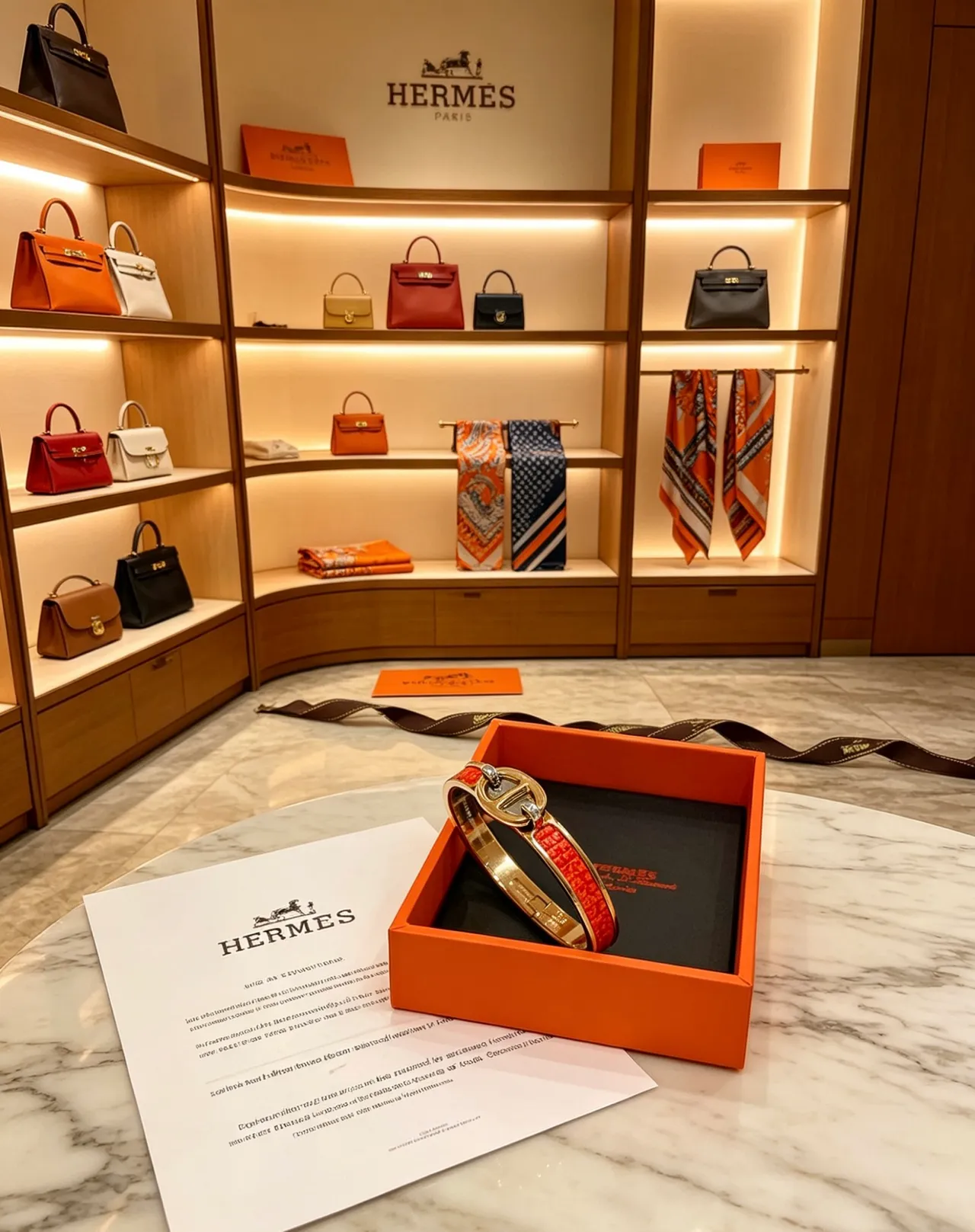 Hermès Constance Bracelet Red Patterned Leather Gold-Tone Metal Bracelet 2