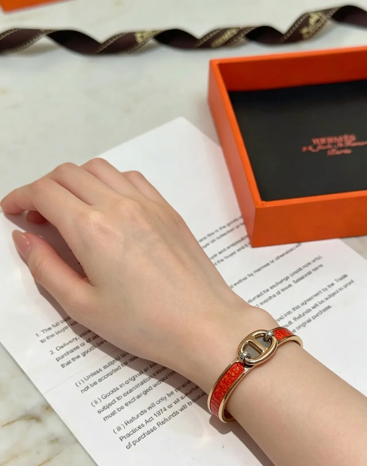 Hermès Constance Bracelet Red Patterned Leather Gold-Tone Metal Bracelet 3