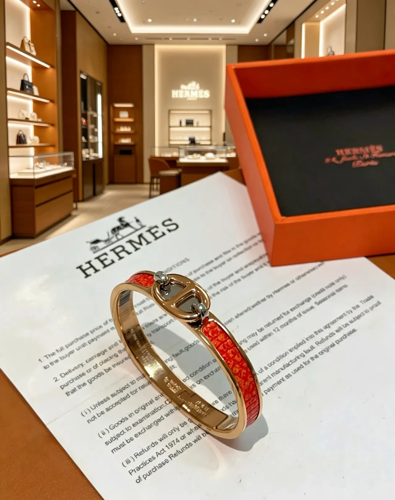 Hermès Constance Bracelet Red Patterned Leather Gold-Tone Metal Bracelet 6