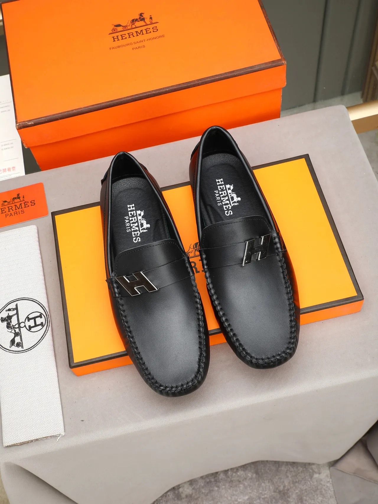 Hermès H Logo Loafer Black Leather Loafer 3