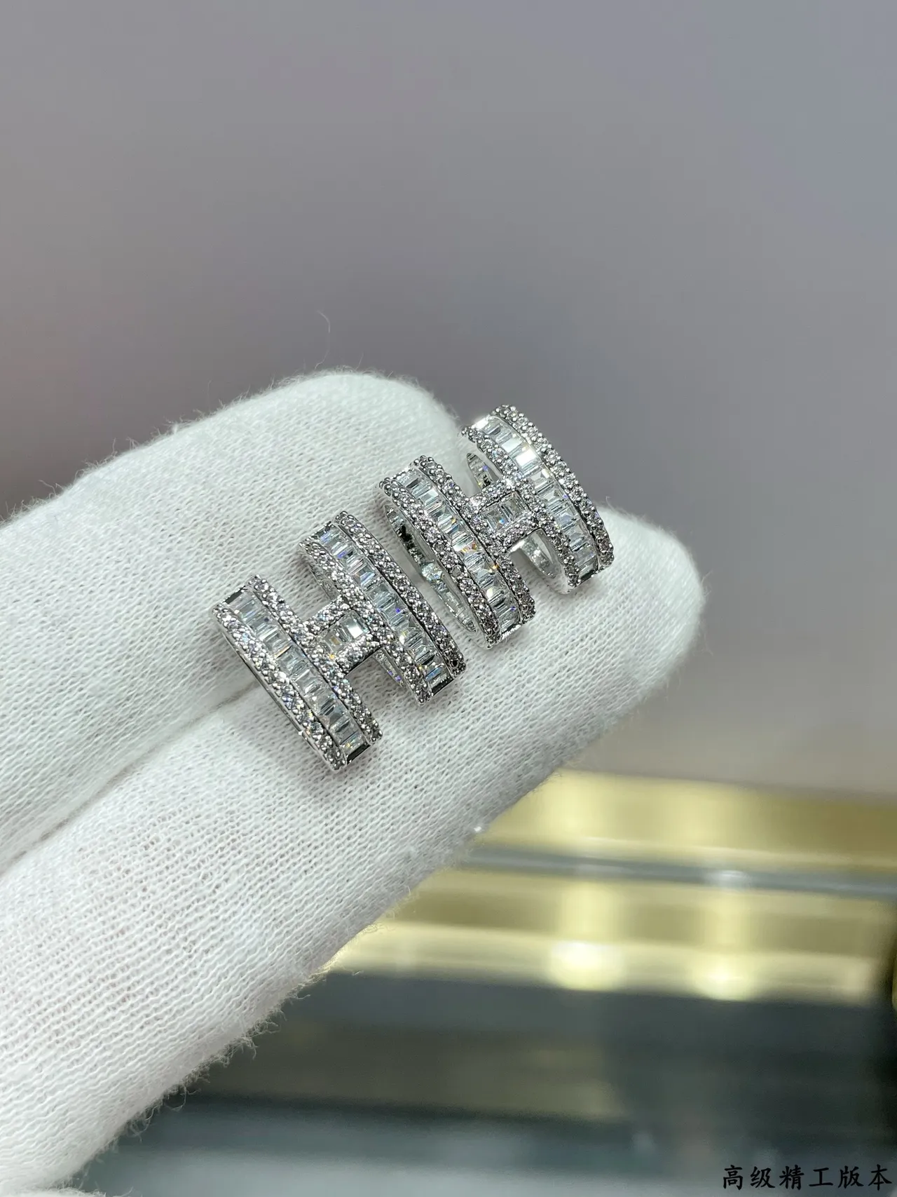 Hermès H Motif Baguette-Cut Crystal Earrings 3