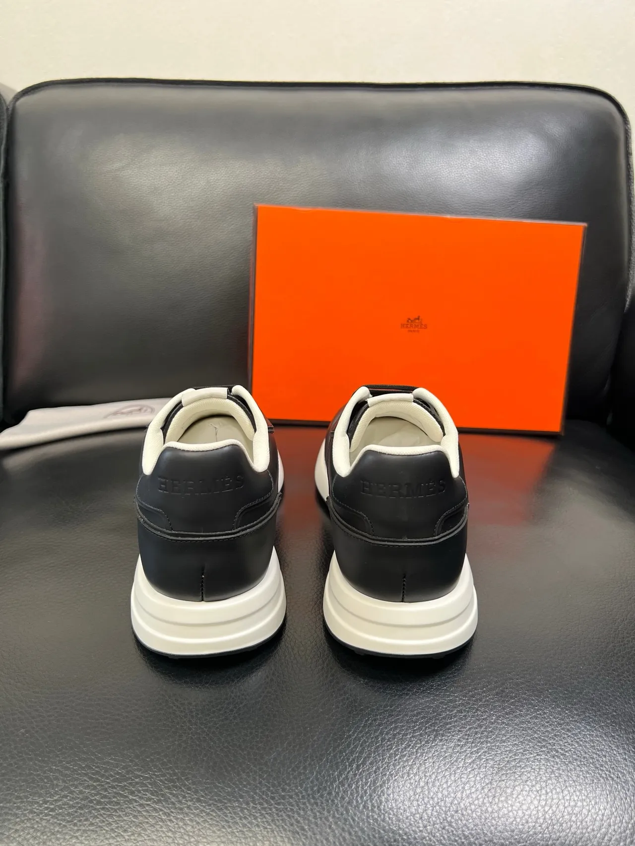Hermès H-Run Black and White Lifestyle Sneakers 3