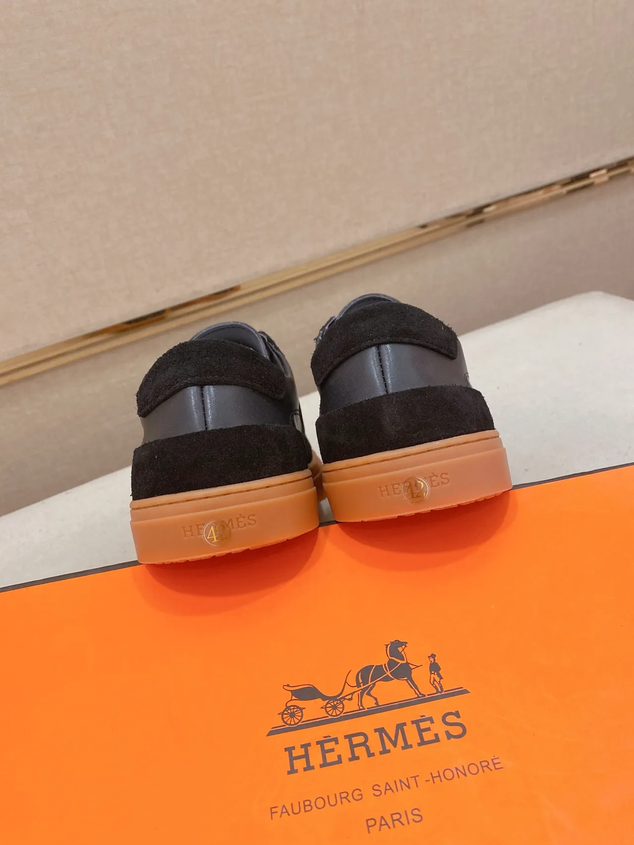Hermès H-Sneaker Black and Gum Orange Lifestyle Sneakers 3