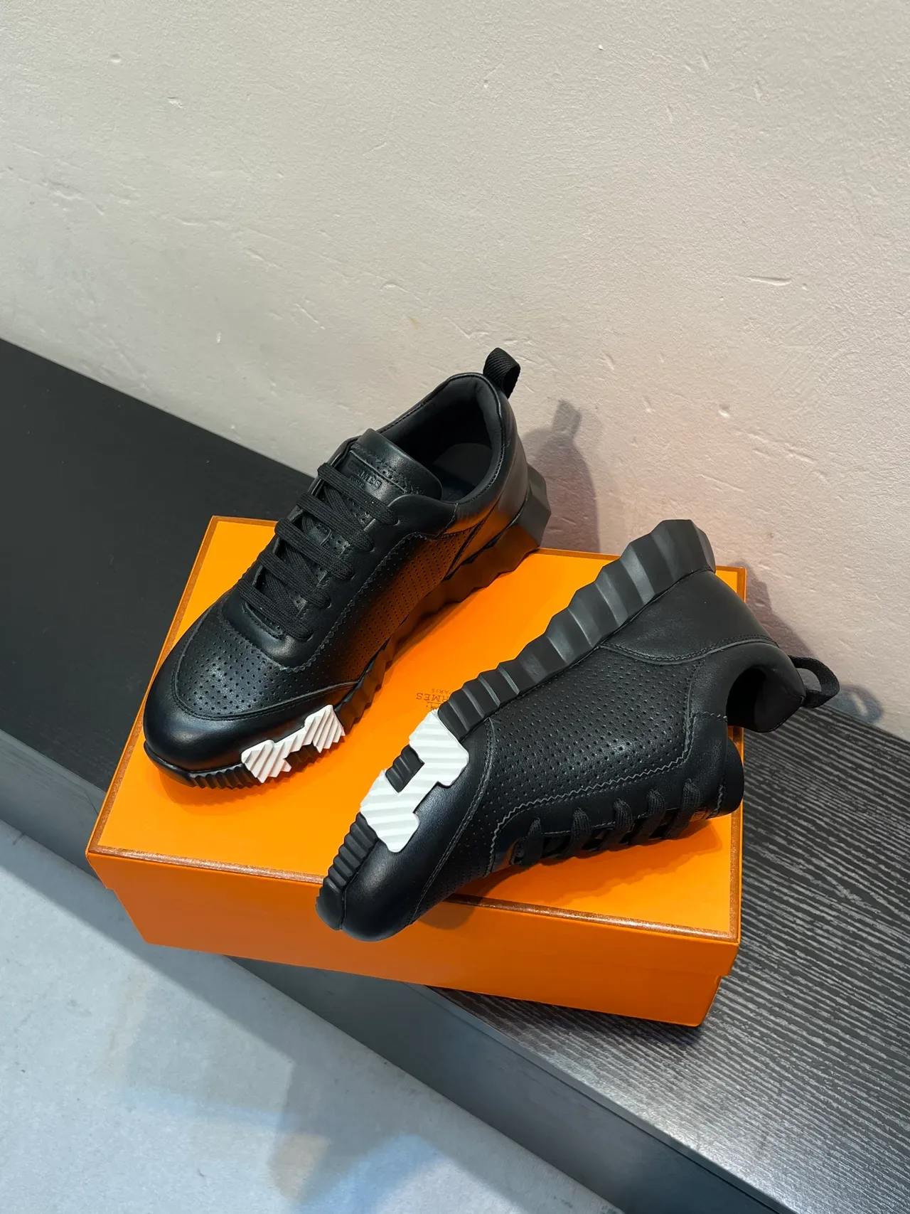 Hermès Le City Black Perforated Leather Lifestyle Sneaker 4