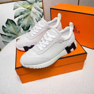Hermès Lifestyle Sneaker Light Gray and White Mesh-Suede Sneakers