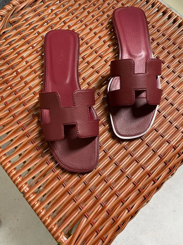 Hermès Oran bordeaux H-Strap pantoufles 2
