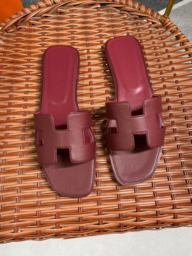 Hermès Oran bordeaux H-Strap pantoufles 3
