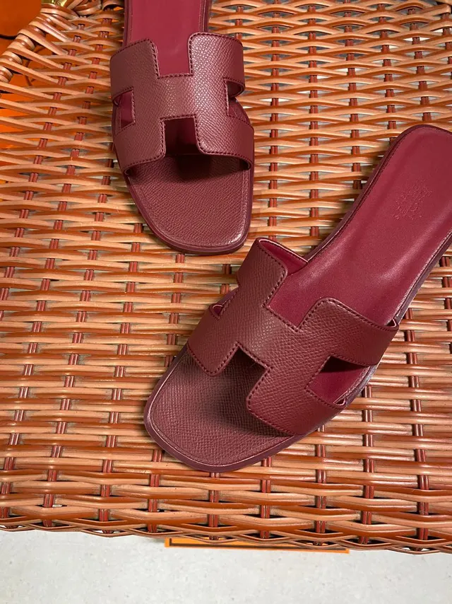 Hermès Oran bordeaux H-Strap pantoufles 4