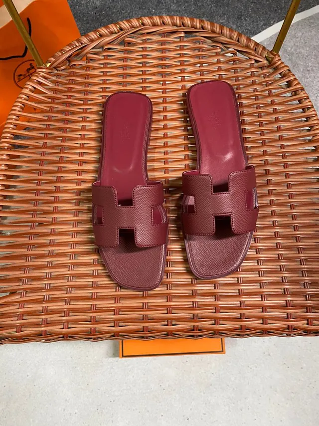 Hermès Oran bordeaux H-Strap pantoufles 5