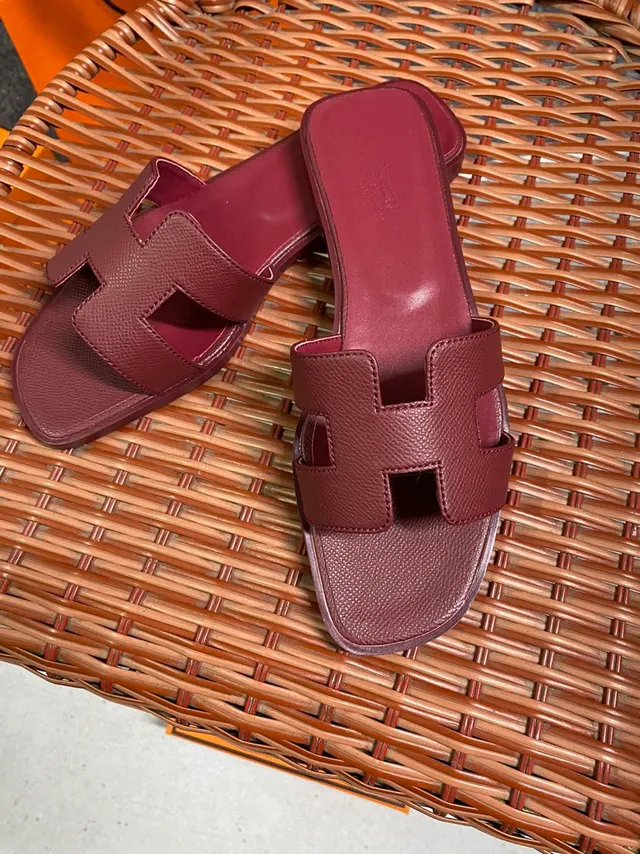 Hermès Oran bordeaux H-Strap pantoufles 6