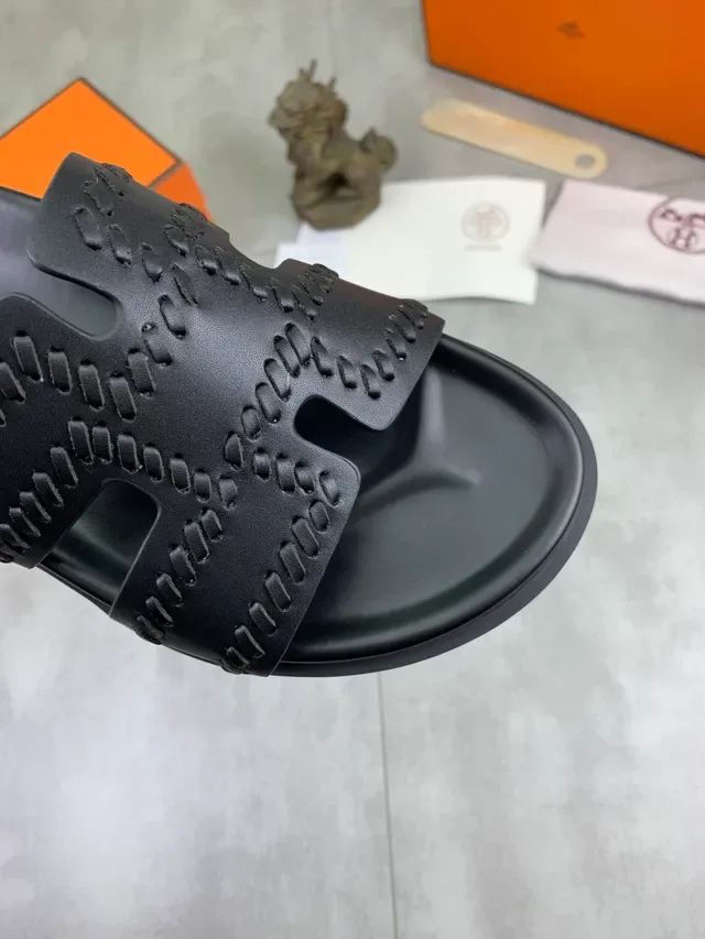 Hermès Oran H-Strap Perforated Slide Slippers 5