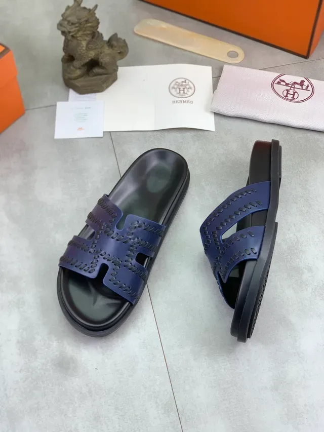 Hermès Oran H-Strap Perforated Slide Slippers 9