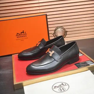 Hermès Oran Loafer Black Leather H-Buckle Loafers