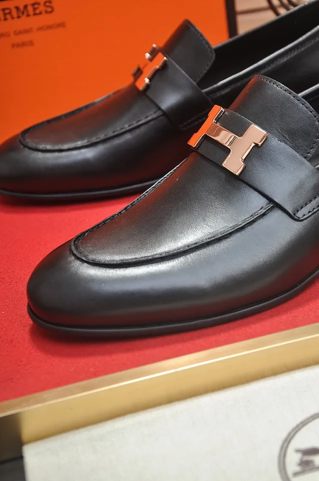Hermès Oran Loafer Cuir Noir H-Buckle Mocassins 2