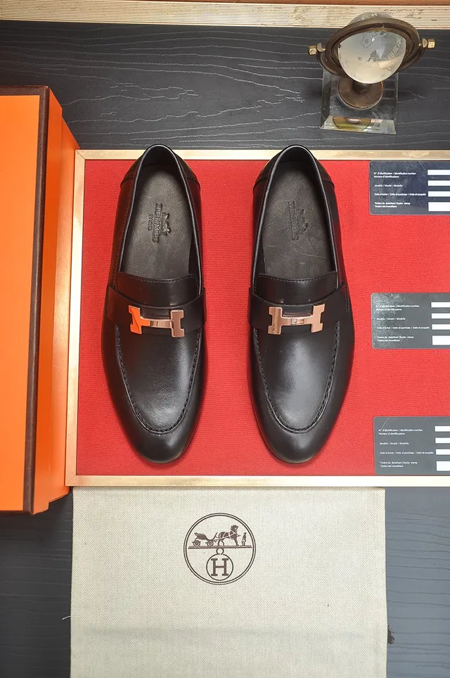 Hermès Oran Loafer Cuir Noir H-Buckle Mocassins 5