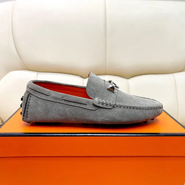 Hermès Oran Loafer Gray Suede Horsebit Buckle Loafers 3