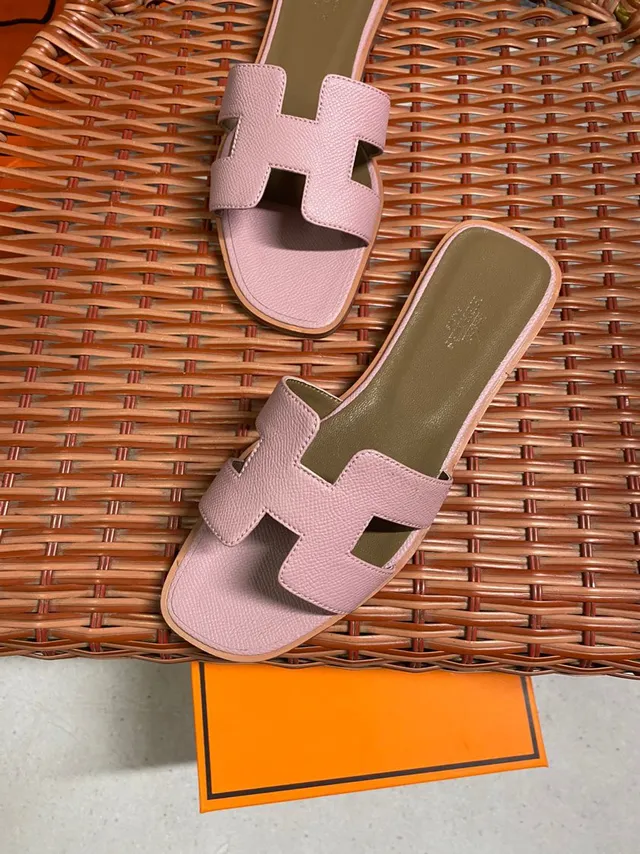 Hermès Oran Pink H-Strap Flat Slippers 4