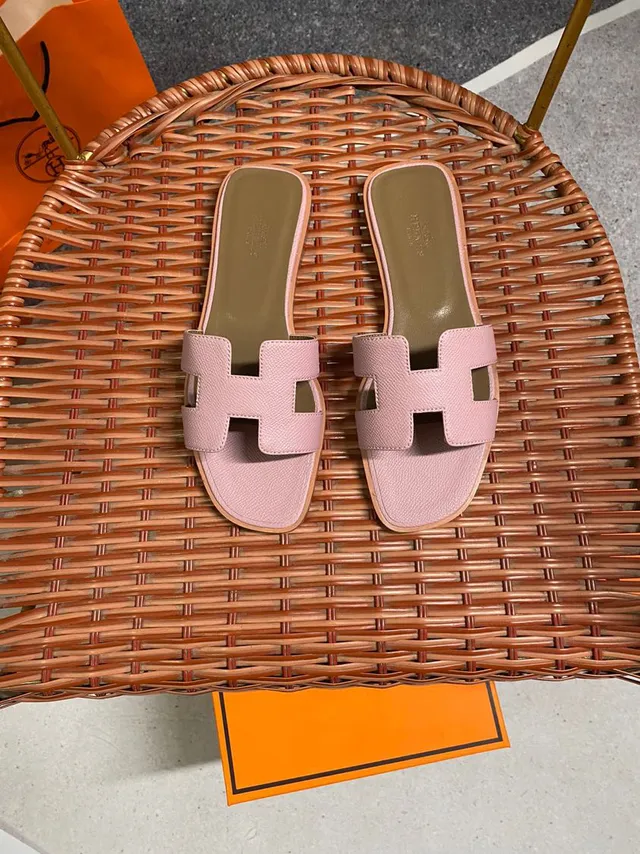 Hermès Oran Pink H-Strap Flat Slippers 5